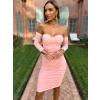 Ružové koktailové korzetové šaty ROSLYN s riasením