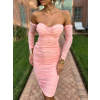 Ružové koktailové korzetové šaty ROSLYN s riasením