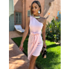Svetloružové krátke šaty GOLDY na zaväzovanie