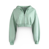 Zelená bavlnená crop krátka mikina JANEIRO na zips