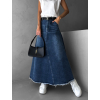 Modrá široká džínsová dlhá sukňa LAUCEN