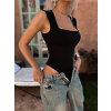 Černé elastické basic body STEGOSA s výstřihem (Veľkosť ONESIZE)