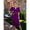 Tmavo fialové elegantné šaty TOLAR s prestrihom