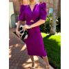 Tmavo fialové elegantné šaty TOLAR s prestrihom