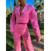 Růžové krátké elegantní sako GARY s vycpávkami (Veľkosť ONESIZE)