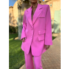 Ružové oversize maxi sako NAKLOV s vypchávkami na ramenách