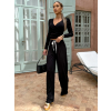 Čierne pohodlné nohavice AJSAL s rozšírenými nohavicami