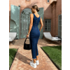 Modré džínsové dlhé upnuté šaty TETHYS