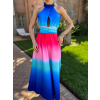 Modroružové dlhé dúhové elegantné šaty ANYAS