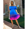 Tmavomodré dúhové krátke šaty TOPPER s volánikmi
