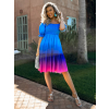Tmavomodré dúhové krátke šaty TOPPER s volánikmi