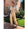 Béžový dlhý elegantný overal CEDRICEL s opaskom