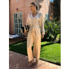Béžový dlhý elegantný overal CEDRICEL s opaskom