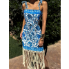 Modré vzorované letné šaty ERLENDAS so strapcami