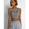 Šedý basic krátky športový top ROJELIO