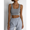 Šedý basic krátky športový top ROJELIO