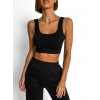 Čierny športový rebrovaný crop top ROJELIO