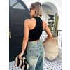 Černý stylový crop top BIRHANE (Veľkosť M/L)