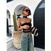 Černý stylový crop top BIRHANE (Veľkosť M/L)