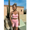 Ružový športový krátky rebrovaný komplet LETIS