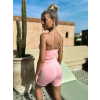 Ružový športový krátky rebrovaný komplet LETIS