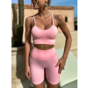 Ružový športový krátky rebrovaný komplet LETIS