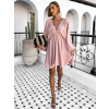 Starorůžové krátké boho šaty RANGE s výstřihem do V (Veľkosť ONESIZE)