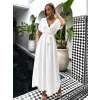 Bílé maxi elegantní šaty FEYLING se zavazováním (Veľkosť ONESIZE)