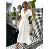 Bílé maxi elegantní šaty FEYLING se zavazováním (Veľkosť ONESIZE)