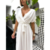 Bílé maxi elegantní šaty FEYLING se zavazováním (Veľkosť ONESIZE)