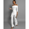 Biely nohavicový elastický komplet TETSUYA