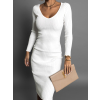Biele rebrované midi šaty LOUTEN s dlhým rukávom