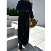 Čierne elegantné široké nohavice ELIZON