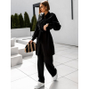 Čierny elegantný saténový nohavicový komplet RAEKA