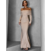 Béžové dlhé večerné šaty DYNAMOL
