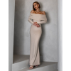 Béžové dlhé večerné šaty DYNAMOL