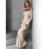 Béžové dlhé večerné šaty DYNAMOL