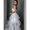Biele dlhé tylové šaty FREDOX s volánom