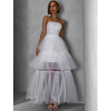 Biele dlhé tylové šaty FREDOX s volánom