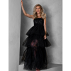 Čierne dlhé tylové šaty FREDOX s volánom