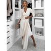 Béžové dlouhé společenské šaty AUTIS se zavazováním (Veľkosť ONESIZE)