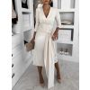 Béžové dlouhé společenské šaty AUTIS se zavazováním (Veľkosť ONESIZE)