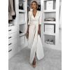 Béžové dlouhé společenské šaty AUTIS se zavazováním (Veľkosť ONESIZE)