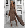 Hnedé dlhé elegantné šaty AUTIS so zaväzovaním