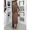 Hnědé dlouhé elegantní šaty AUTIS se zavazováním (Veľkosť ONESIZE)