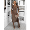 Hnedé dlhé elegantné šaty AUTIS so zaväzovaním