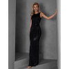 Čierne trblietavé dlhé šaty LIRIS s kamienkami