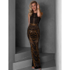 Čiernozlaté trblietavé dlhé šaty LIRIS s kamienkami