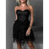 Čierne tylové krátke spoločenské šaty SARANE