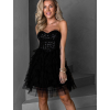 Čierne tylové krátke spoločenské šaty SARANE